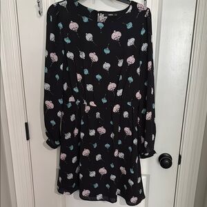 Oasis Blue and Pink Mini Dress with Bishop Sleeves